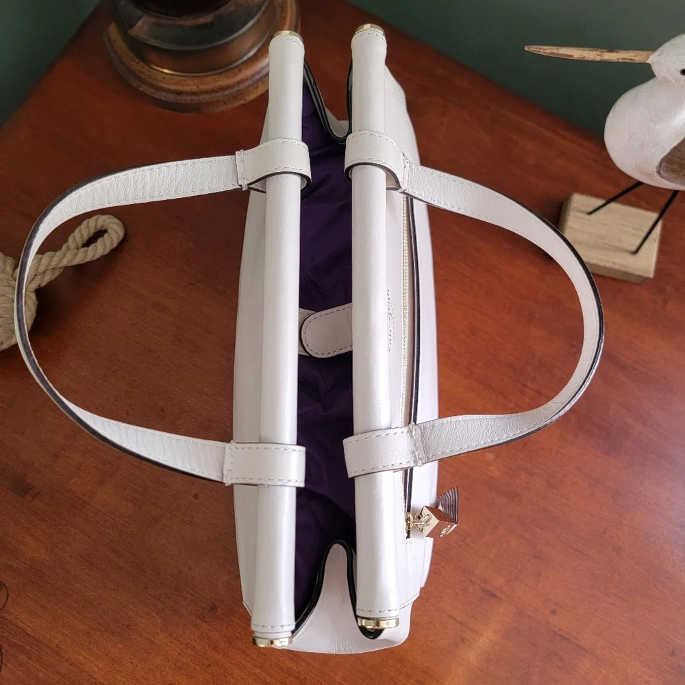 Kate Spade WKRU3306 Royal Place Cherise White Leather Satchel Bag